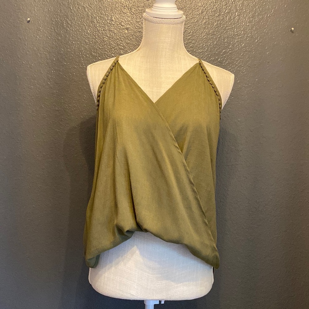 She & Sky Olive Green Wrap Tank Top